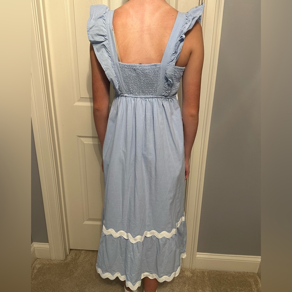 Blue Dress with Ruffle Details - Picture 2 of 6